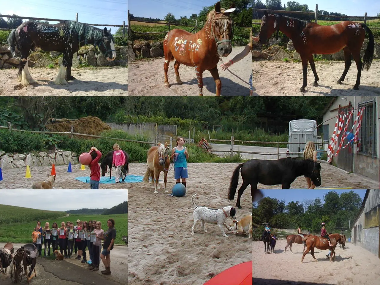 Kinder und Ponys beim Ferienprogramm auf dem Reiterhof