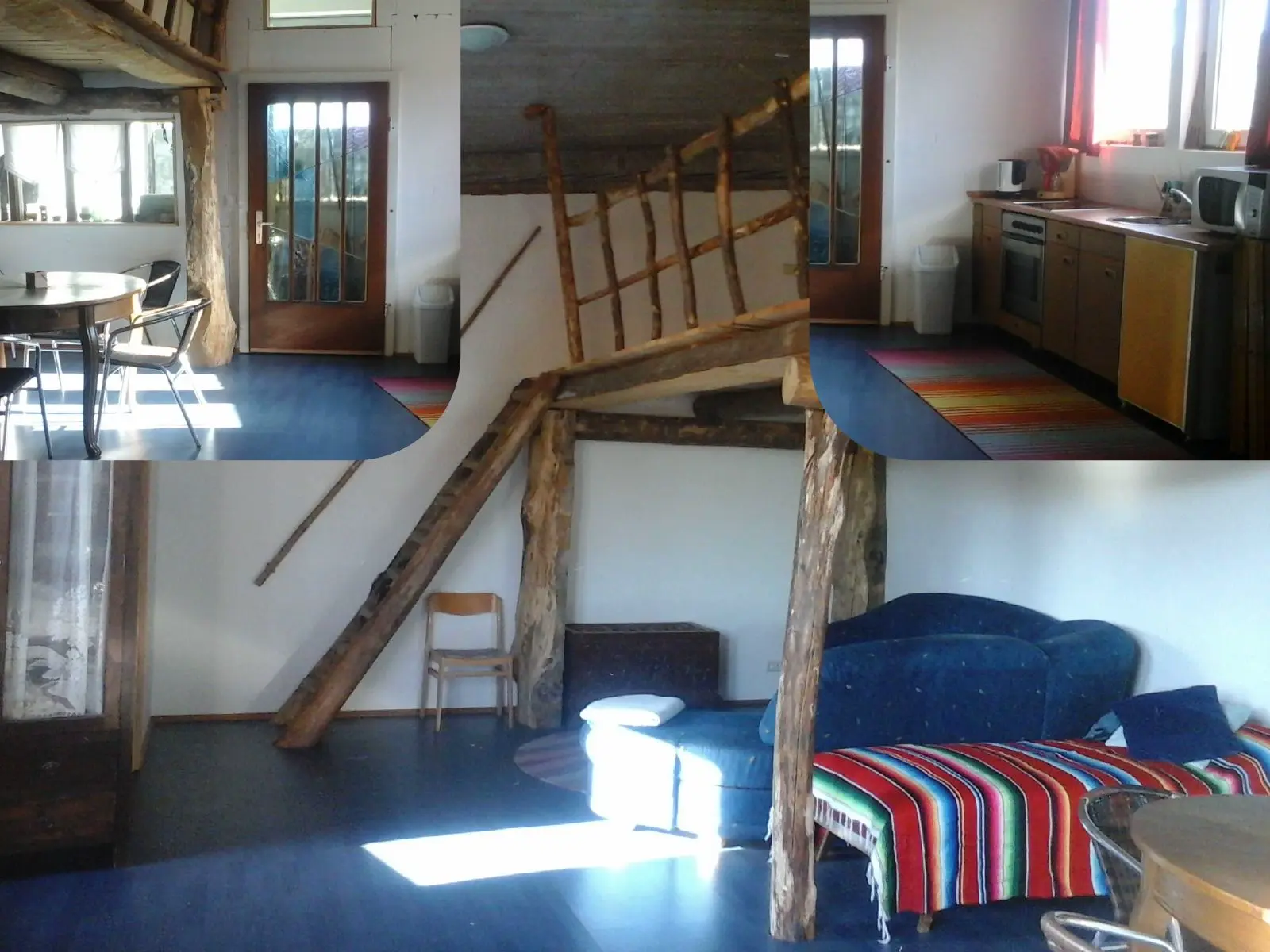 Innenansicht einer Ferienwohnung mit Schlafzimmer und Küche